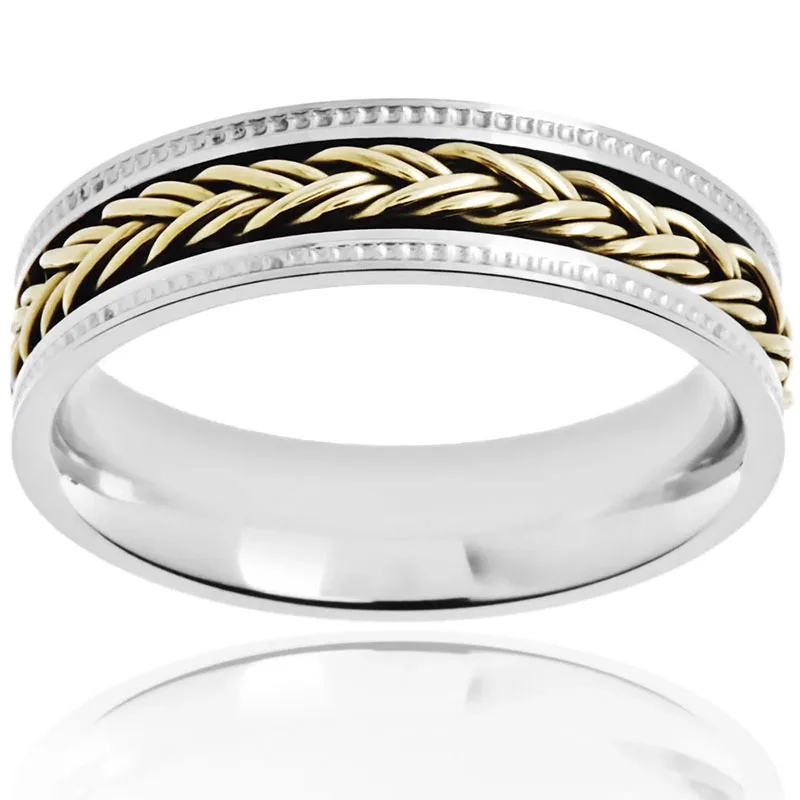

Simple Fashion Two-tone Golden Chain Silver Color Metal Male Alloy Ring for Party Jewelry Accessories Size 5-12