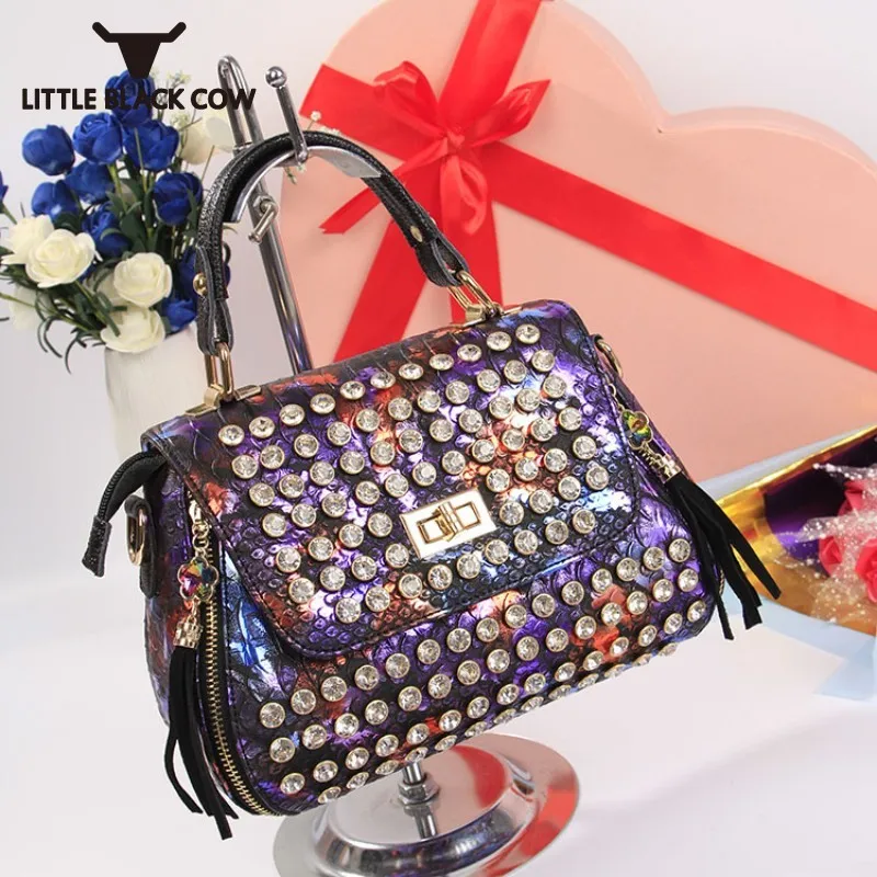 Известный бренд сумки из натуральной кожи через плечо для женщин бриллиантами