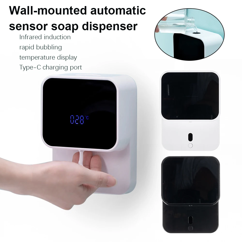 

1PC Automatic Soap Dispenser Touchless Wall Mounted LED Display Foaming Hand Soap Dispenser for Bathroom Kitchen Restaurant