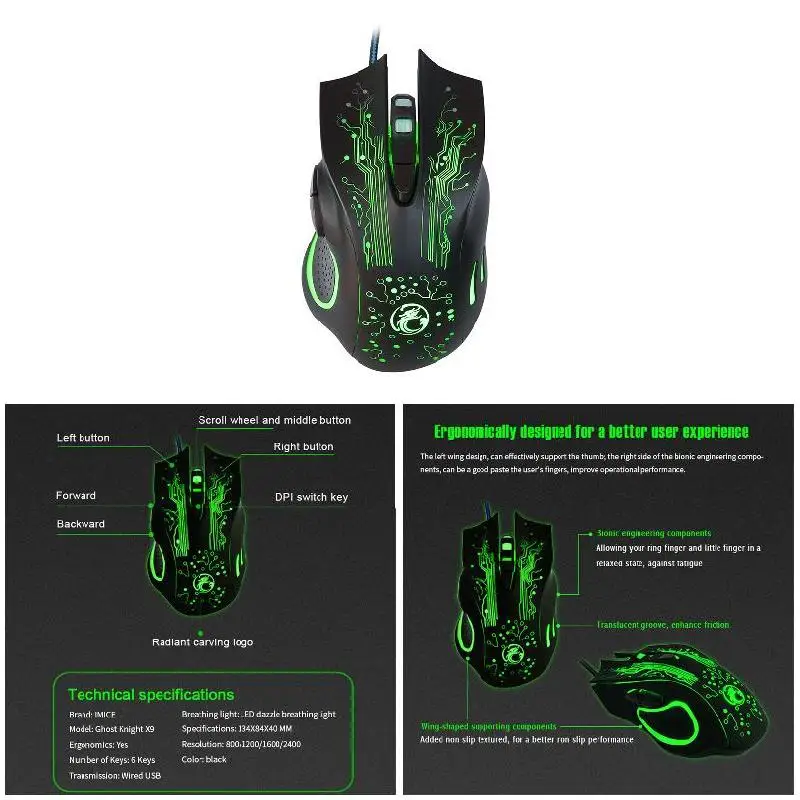 X9 USB игровая мышь звуковая Проводная оптическая цветная Esport SGA998 | Компьютеры и