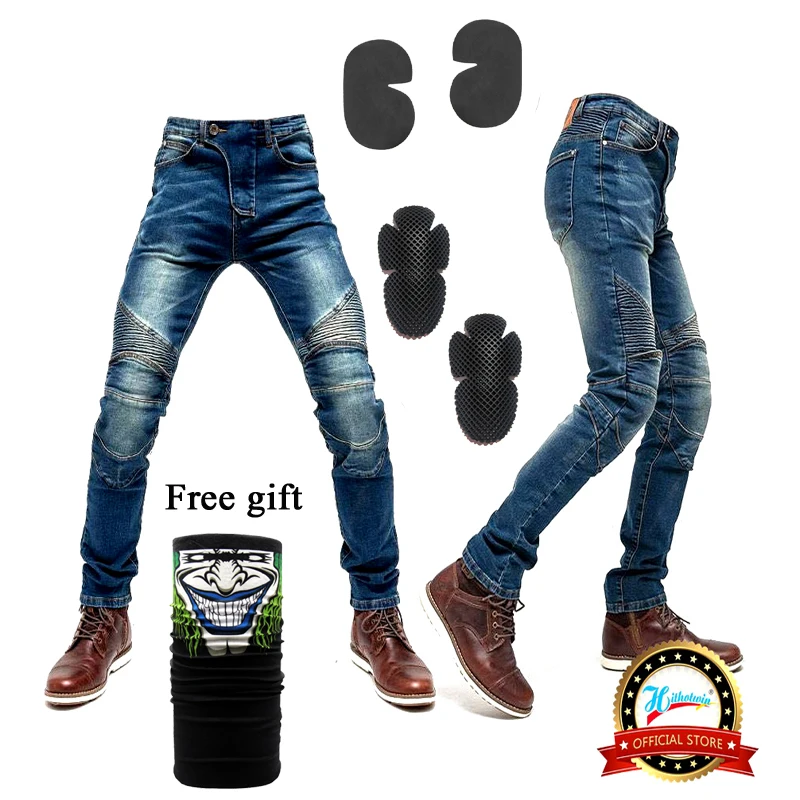 Облегающие мужские мотоциклетные джинсы корейской версии для женщин эластичные