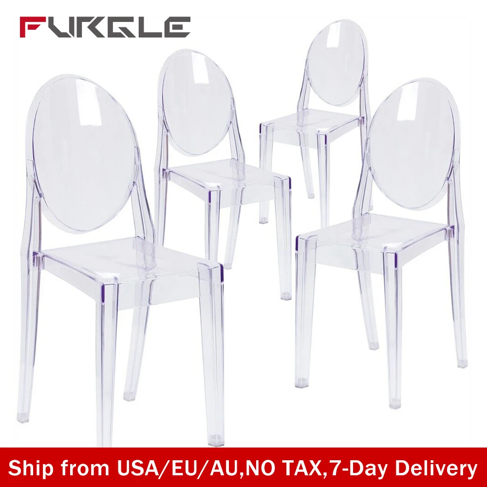 Набор из 6 прозрачных стульев в скандинавском стиле с призраками обеденные