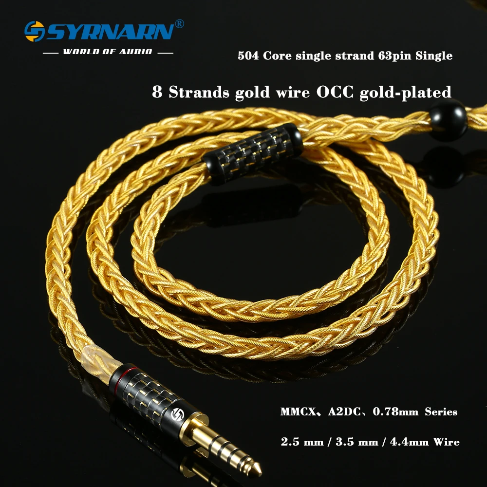 SYRNARN SE215 SE425 SE535 SE846 In-ear Earphone 504 Core OCC Balanced Cable 3.5/4.4mm to MMCX/0.78mm 2Pin/A2DC Connector