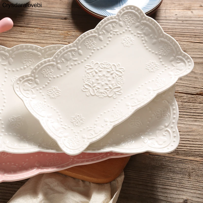 Китайская керамическая квадратная тарелка для завтрака десертная с бабочками