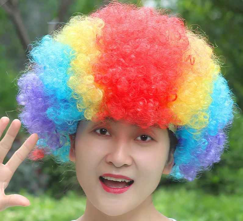 Шить Цвет парик для мужчин и женщин модные Косплей клоун со шпилькой креативный