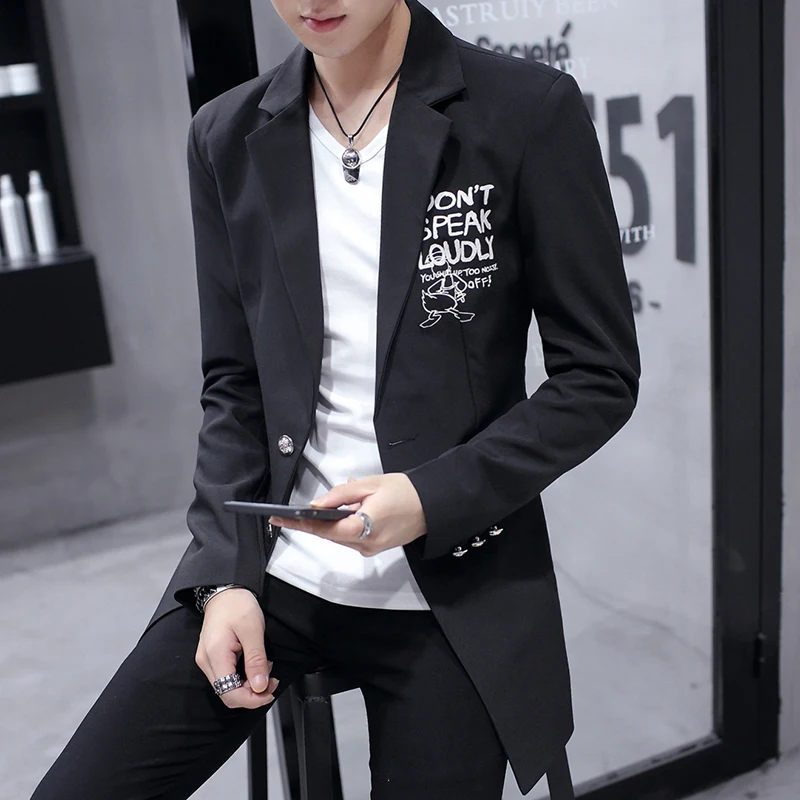 Весна 2019 костюм Для Мужчин's длинный Стройный блэйзер королевский синий