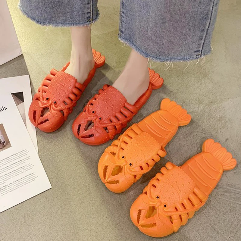 

Summer Slippers Fashion Personality Parent-child Lobster Slippers Unisex Beach Shoes Non-slip Indoor Bathroom Bath Shoes