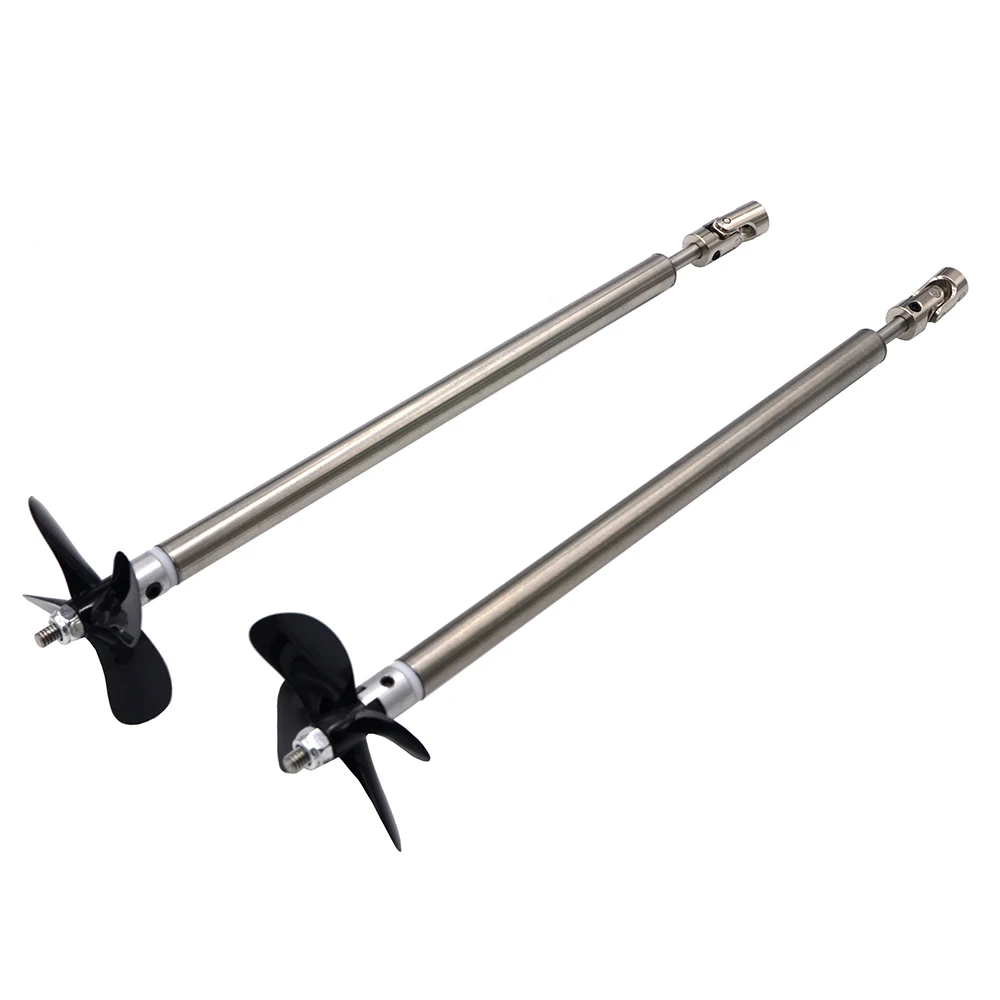 1 Pair RC Boat Motor 4MM Stainless Steel Shaft Set Metal Universal Joint with 50mm CW/CCW 4-Blades Propellers