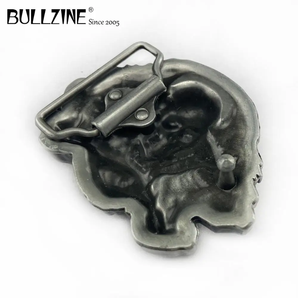 Пряжка для ремня Bullzine с черепом и Оловянным покрытием цветной эмалью FP-02475