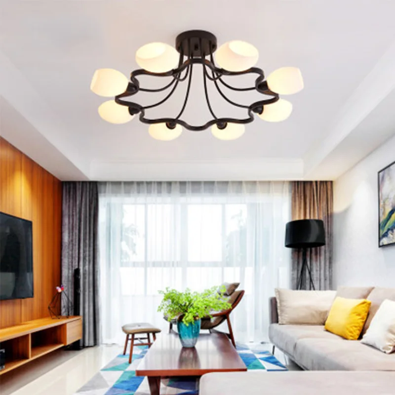 

Round glass Modern Led Ceiling Lights Hotel Bedroom Glass Dining room Creative simplicity lamps