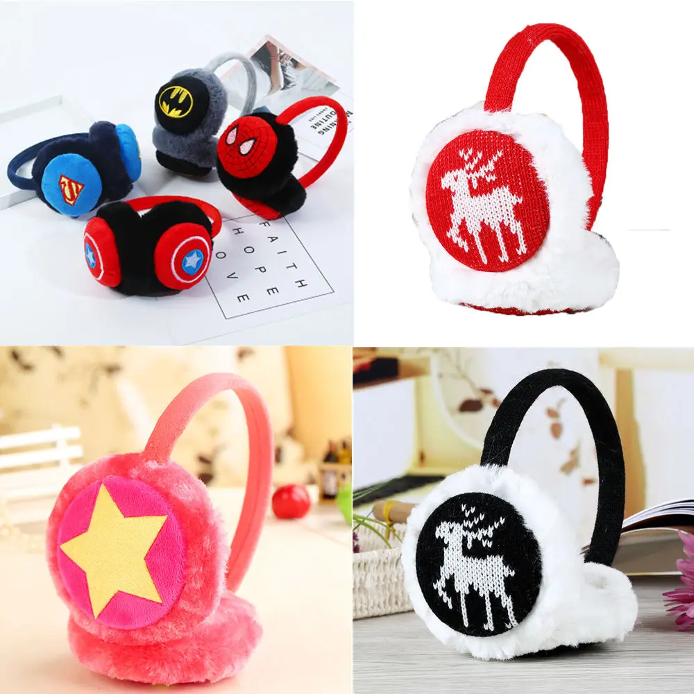 Милые меховые детские наушники супергерой мальчик девочка человек паук бэтмен