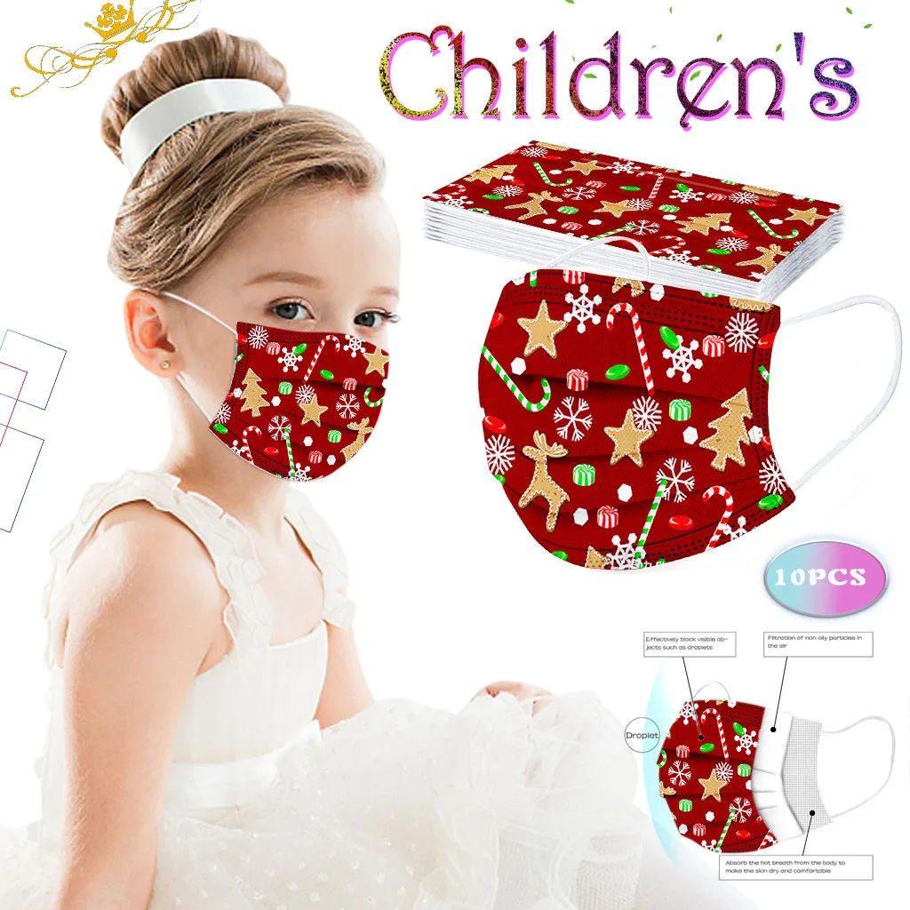 10 шт. Одноразовые Дышащие маски с рождественским принтом| |