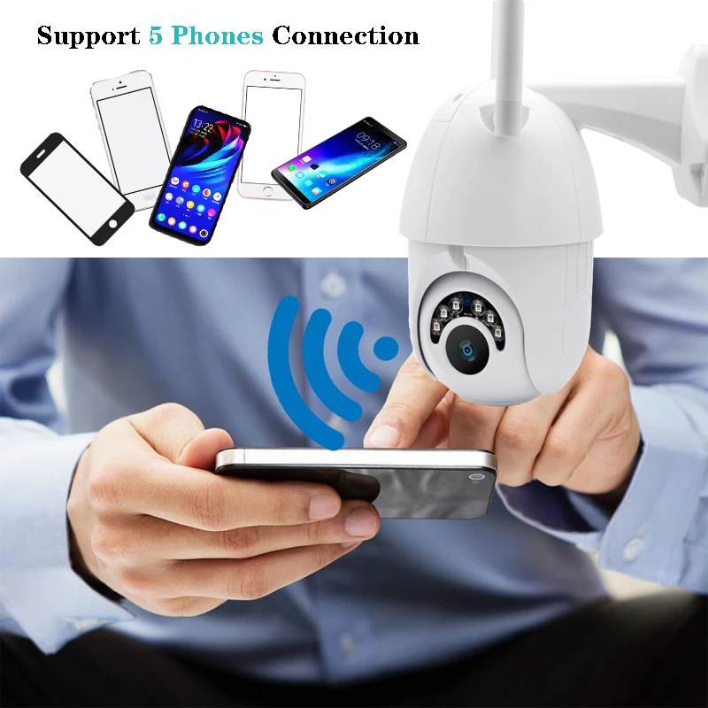 ZOOM HD 1080P wifi Беспроводная ip-камера для наружного наблюдения, PTZ скоростная купольная камера видеонаблюдения 60 м P65 с разъемом кабеля