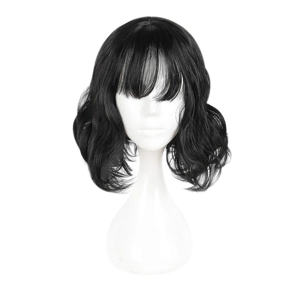 

Cosplay 35CM Red White Black Gray Medium Curly Wavy Hair, Bangs Cute Heat-resistant Synthetic Halloween Cosplay Wigs