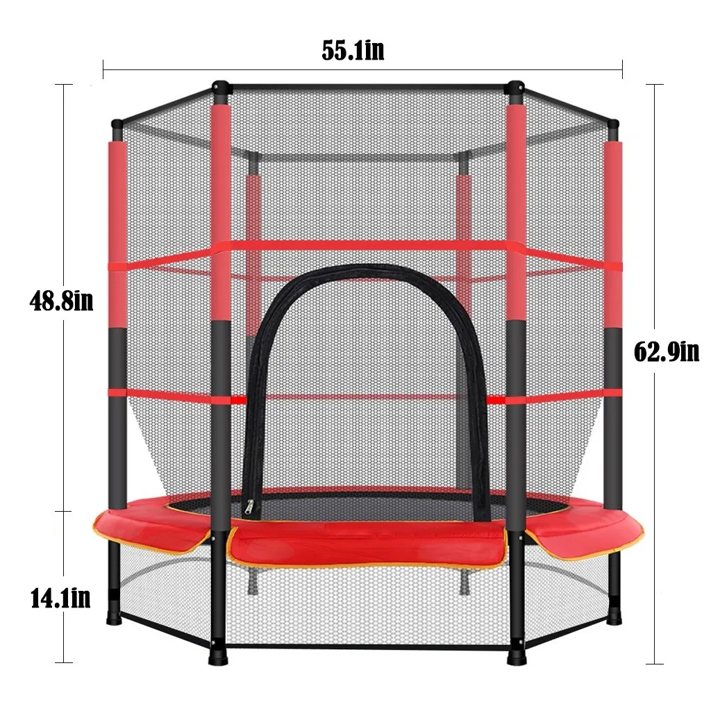 

55In Kids Trampoline With Enclosure Net Jumping Mat And Spring Cover Padding Jumping Trampolines Exercise Bed Fitness Equipment