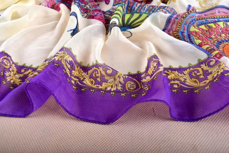 Весенняя двухцветная шелковая сатиновая квадратная лента для волос хиджаб