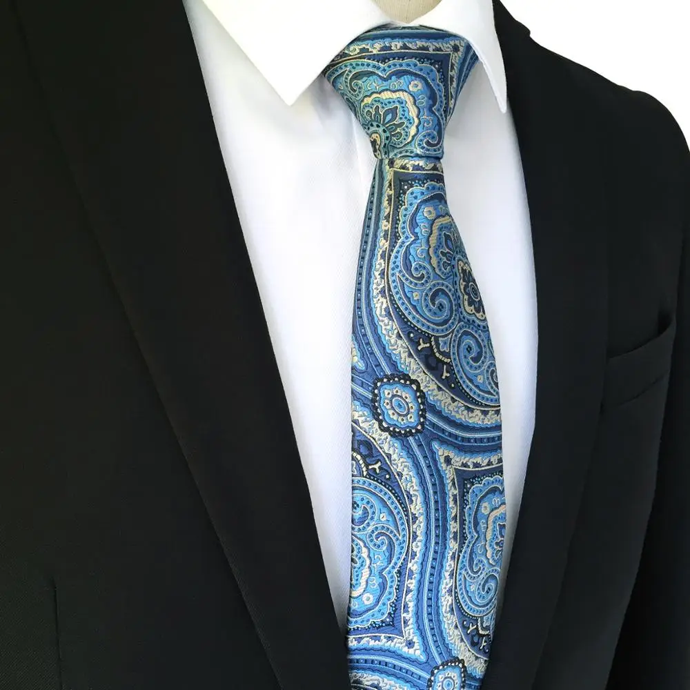 Мужской набор галстуков Классический Синий Геометрический Шелковый Бизнес