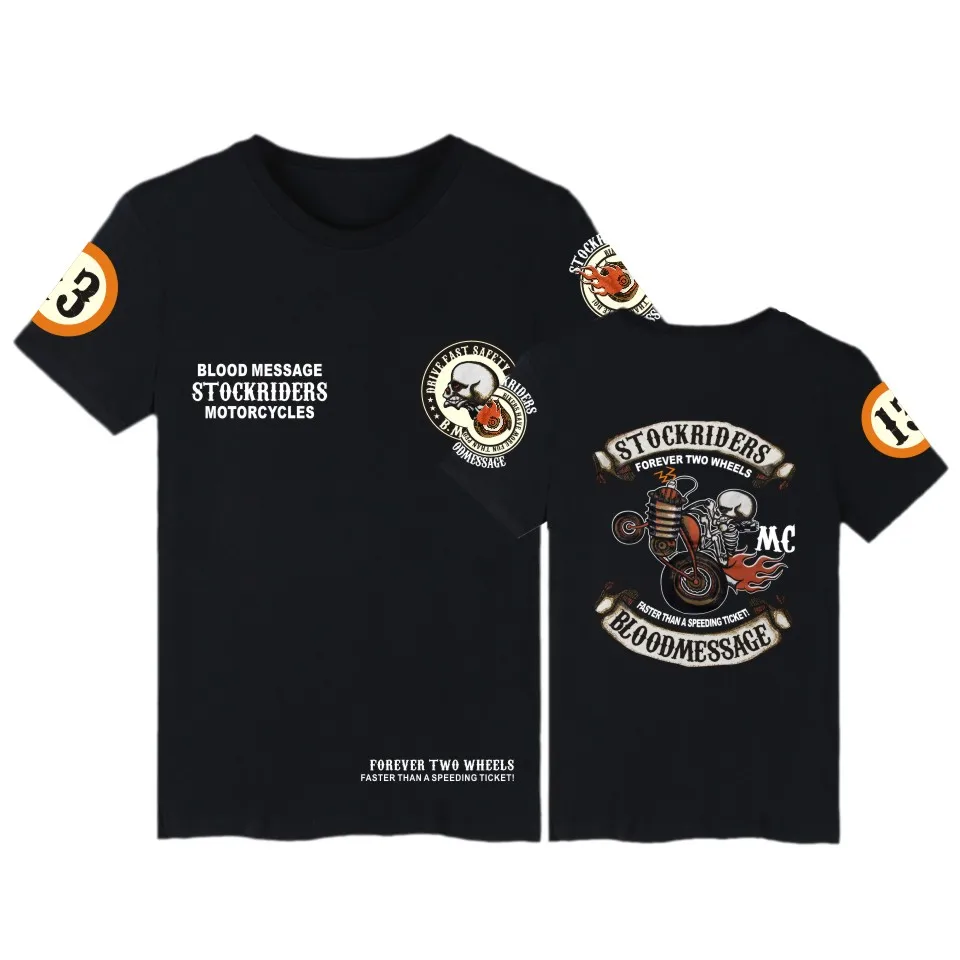 

kpop Skull stockriders motorcycles cotton t shirts men's summer hip hop men Skull Locomotive t shirt punk womens short sleeve