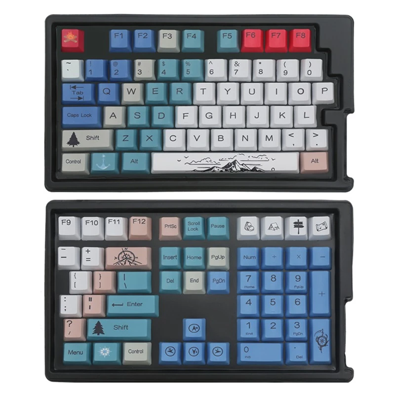 

L21D 108 Keys/set Personality OEM Profile Opaque Mountaineering Theme Keycap PBT Dye Sublimation for Key Caps for Satellite Axis
