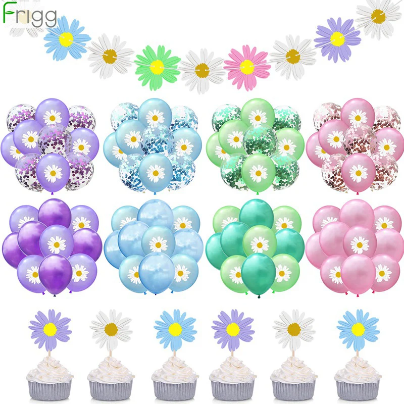 Воздушные шары с рисунком маргариток латексный воздушный шар конфетти украшение