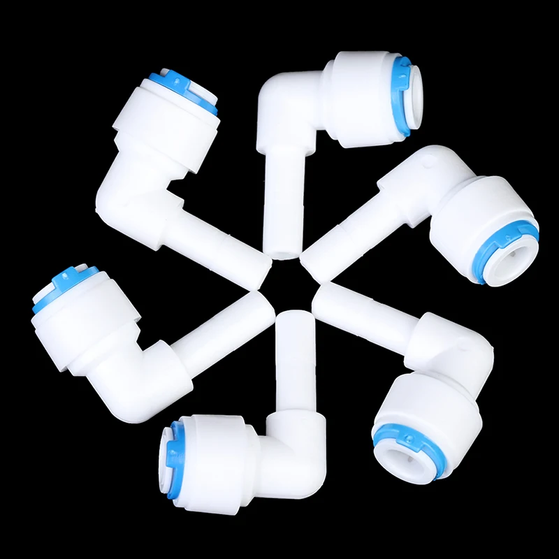 

6Pcs/Lot Water Filter Connectors Plastic Pipe Fitting Elbow 1/4"-1/4" OD Hose Pipe