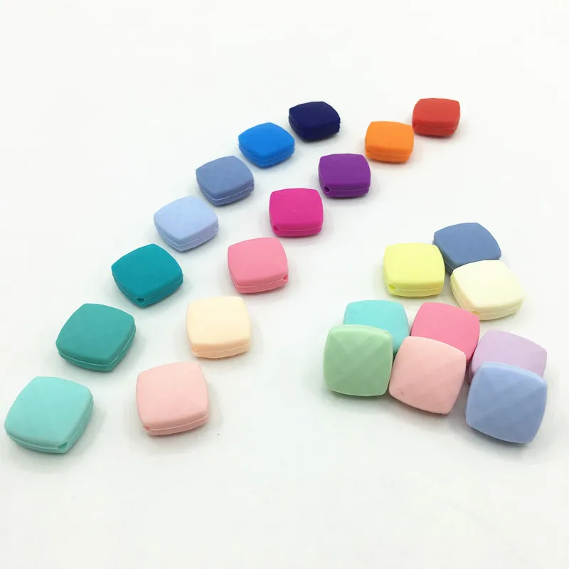 50 шт./лот квадратные силиконовые бусины для прорезывания зубов длинного