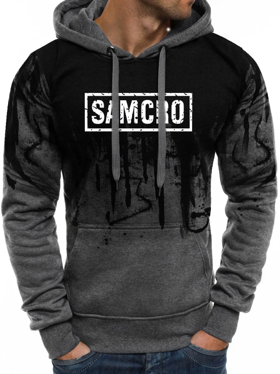 

New SOA Sons of anarchy the child SAMCRO Men Gradient Hoodies Male Casual Sweatshirt Winter Fleece Warm Hoody