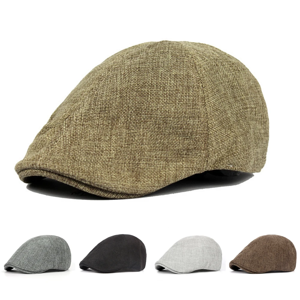 

New Men's Solid Berets Hat Golf Driving Sun Flat Diablement Fort Gatsby Hat for Women Ivy Hat Summer Breathable Cabbie Newsboy