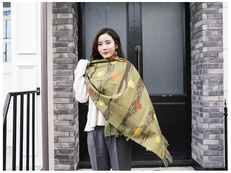 

Autumn and Winter New Men and Women Long Scarf Digital Printing Thickened Cashmere Korean Style Tassel Shawl women scarf fashion