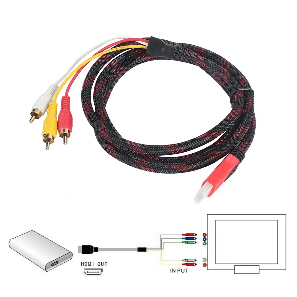 1 5 м HDMI-папа на 3 RCA (красный + желтый белый) Видео Аудио AV кабель адаптер для