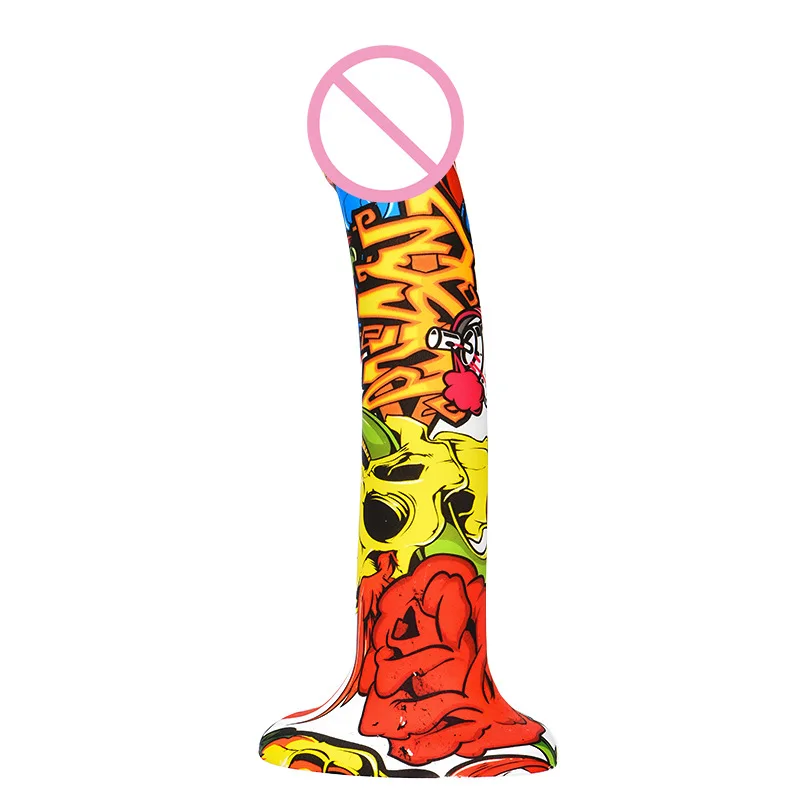 Радужный жидкий силиконовый реалистичный фаллоимитатор толстый пенис с