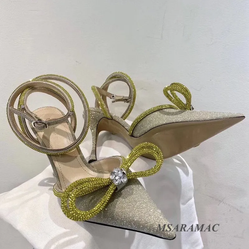 

Pink Glittery Wedding Shoes High Heel Stilettos Bridal Pumps Sexy Pointed Toe Crystal Evening Party Shoes Women