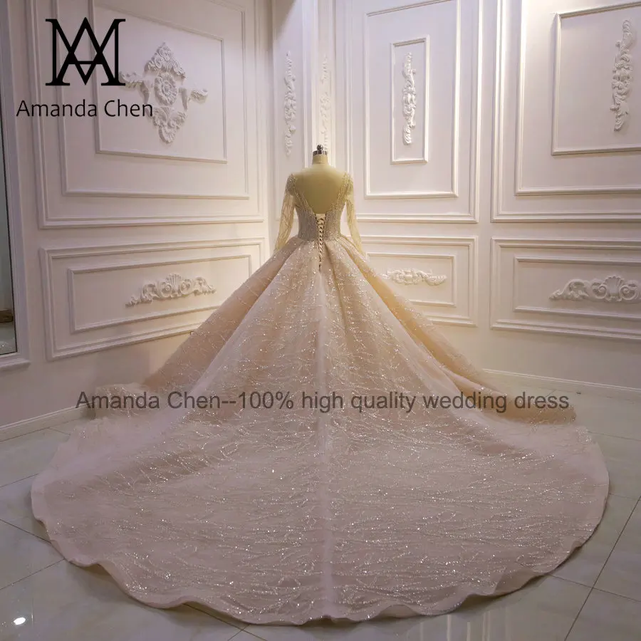 Роскошное блестящее свадебное платье vestito da sposa на заказ с длинным