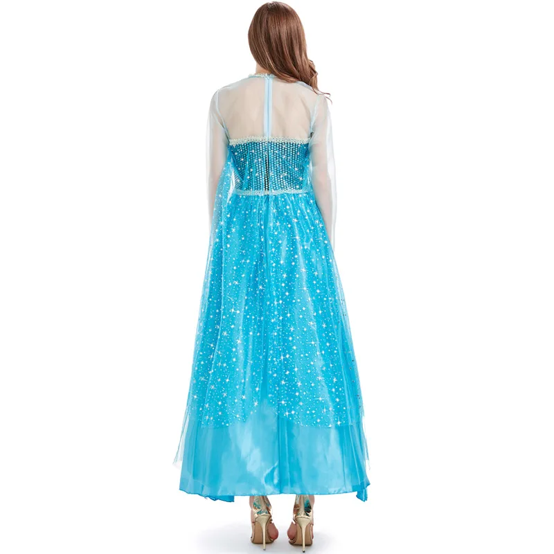 

SLADUO Halloween Cosplay Fairy Tale Princess Queen Blue Dress Princess Dress