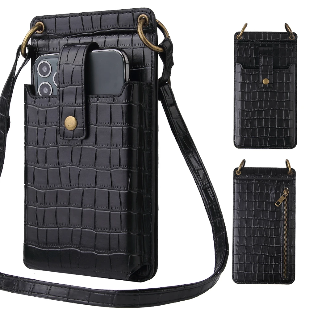 

Vintage PU Leather Phone Bag Fashion Alligator Pattern Pure Color Corssbody Bags Women Mini Flap Purse Handbags Shoulder Bag New