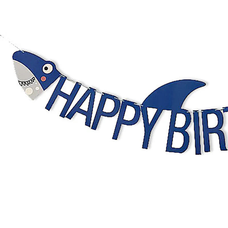 Флаг акулы С Днем Рождения овсянка морская тема детский день рождения украшения