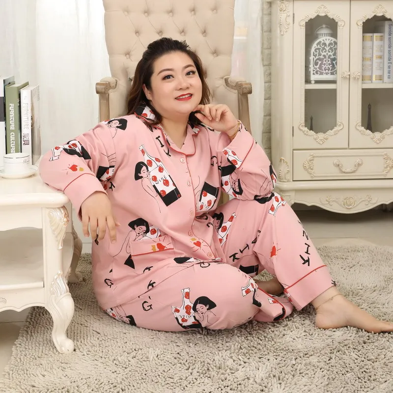 Новинка одежда свежие пижамные комплекты из 2 предметов для полных Милая женская