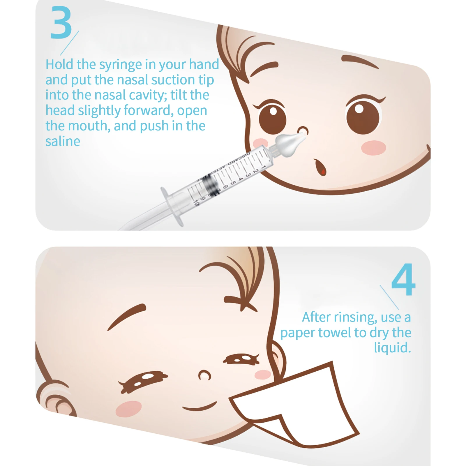 

4pcs Professional Baby Needle Nasal Irrigator Portable Infant Nose Care Cleaner with Silicone Suction Tip for Baby Toddler Kids