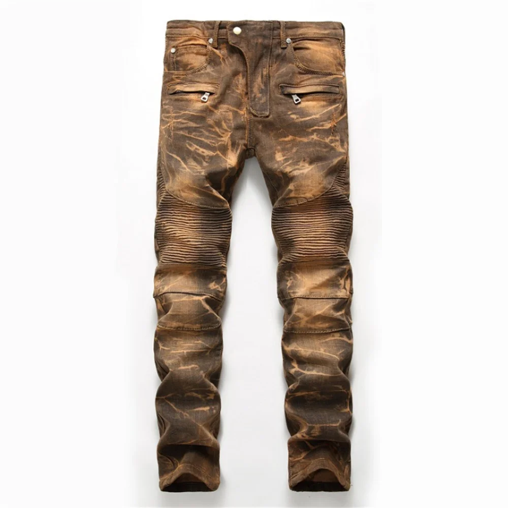 EH·MD® Zipper Pocket Jeans Male Bloodshot Decoration Stitching Striped Stretch Cloth 3D Crotch Slim Digital Printing New 2021