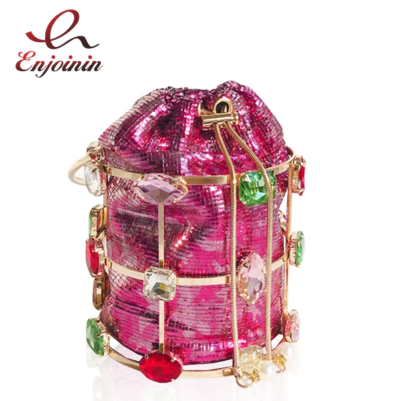 Новый дизайн роскошная цветная Бриллиантовая металлическая женская сумка