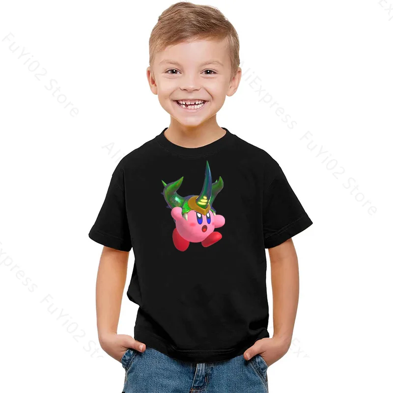 

Hot Game Cartoons Girl Clothes Kirby Fighters Print T-shirts Spring/Summer Kids Fashion Funny Tops Children's Short Sleeve