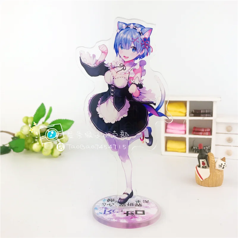 Japan Anime Re Zero kara Hajimeru Isekai Seikatsu Rem Ram Emilia Cosplay Acrylic Stand Figure Double Sided Desk Decor 15cm | Тематическая