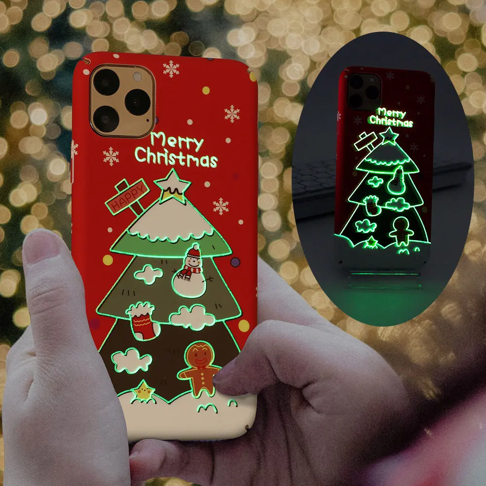 Чехол IER Рождественский светящийся чехол для телефона iPhone 11 Pro Max X 10 XS XR 6 6S 7 8 Plus