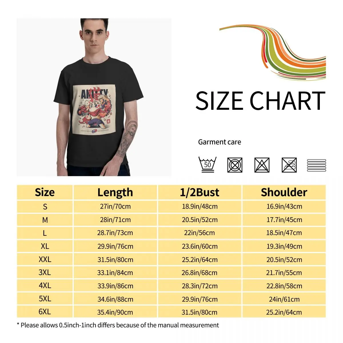 

Anime Akitty Graphic Tee Mens Short Sleeve T-Shirt Funny Tops