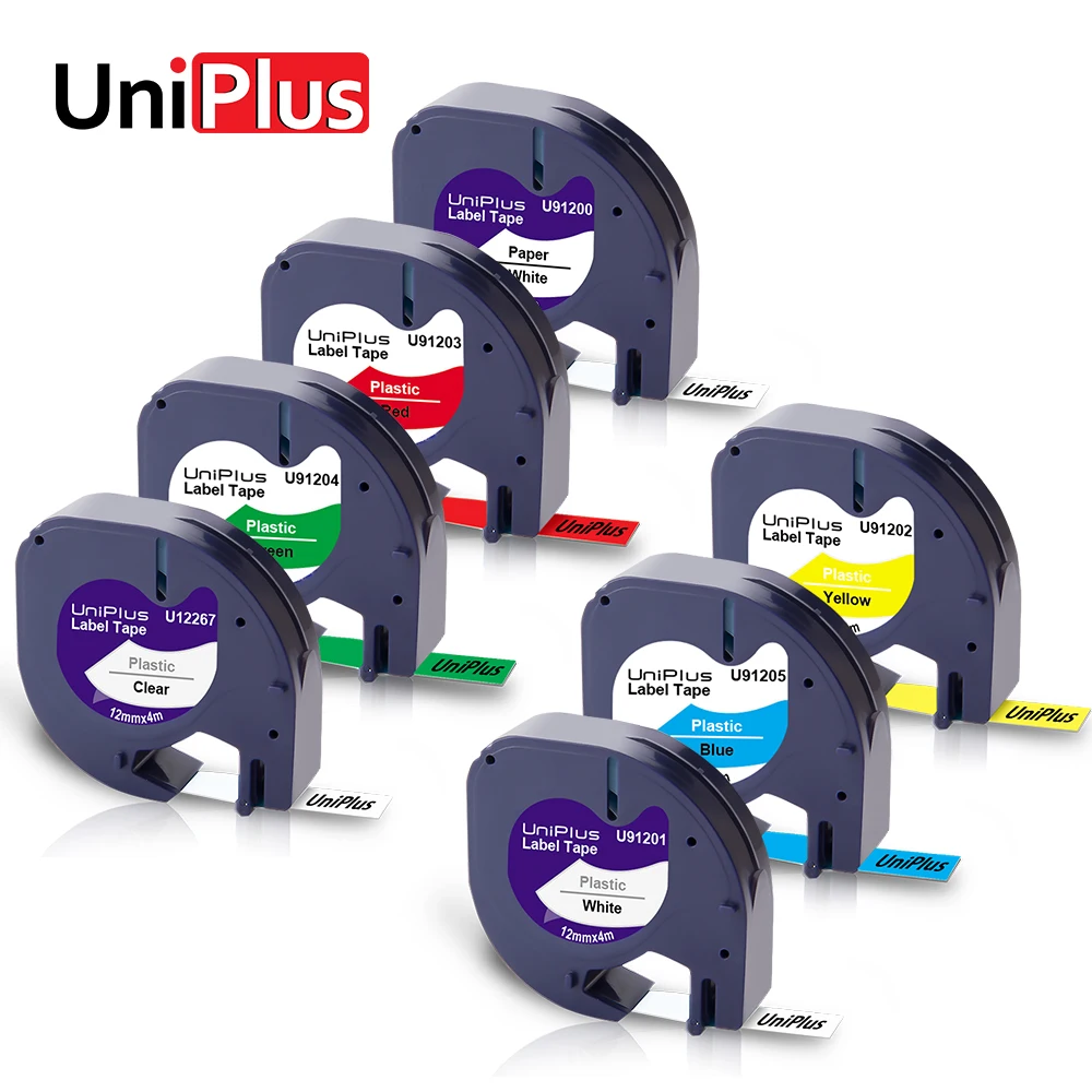 UniPlus 12 мм пластиковая этикетка для Dymo LT 16952 91331 91332 91333 91334 91335 Letra Этикетка ленты