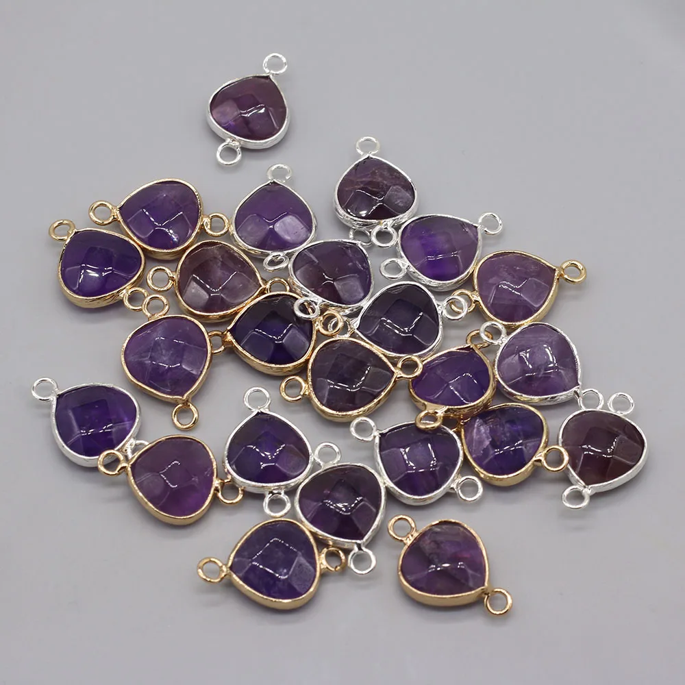 łącznik z kamienia naturalnego mały kształt kropli wody fasetowane ametysty Charms do wyrobu biżuterii bransoletka naszyjnik akcesoria