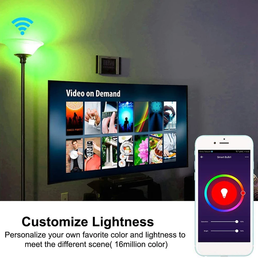 

E26 WiFi Smart Light Bulb Dimmable LED Lamp RGBW Remote Mobile APP Voice Control Timing Compatible with Alexa Google Home Tmall