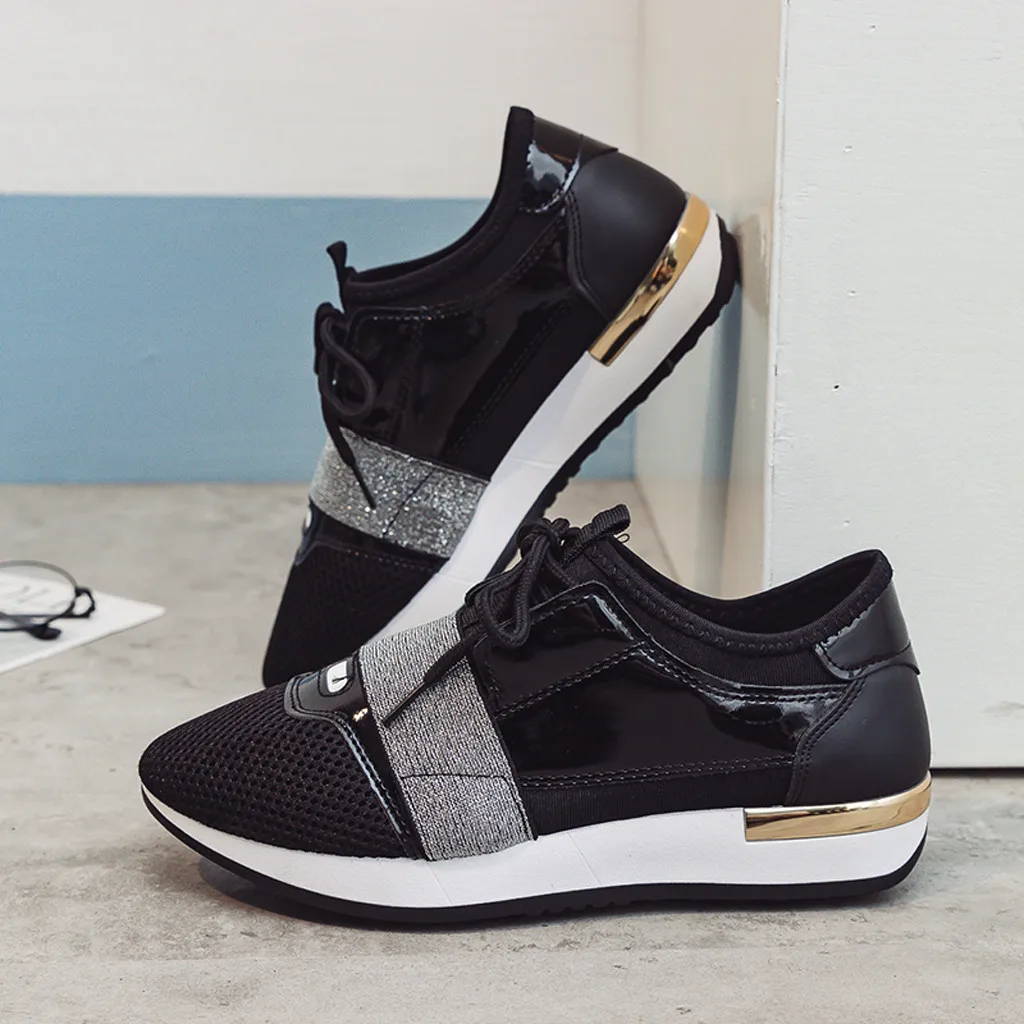 

New Women's Sneakers Women Shoes Lace Up Shoes Casual Shoes Woman Low Heel Shoes Stitching Low-Top Sneakers Lady Shoes Women