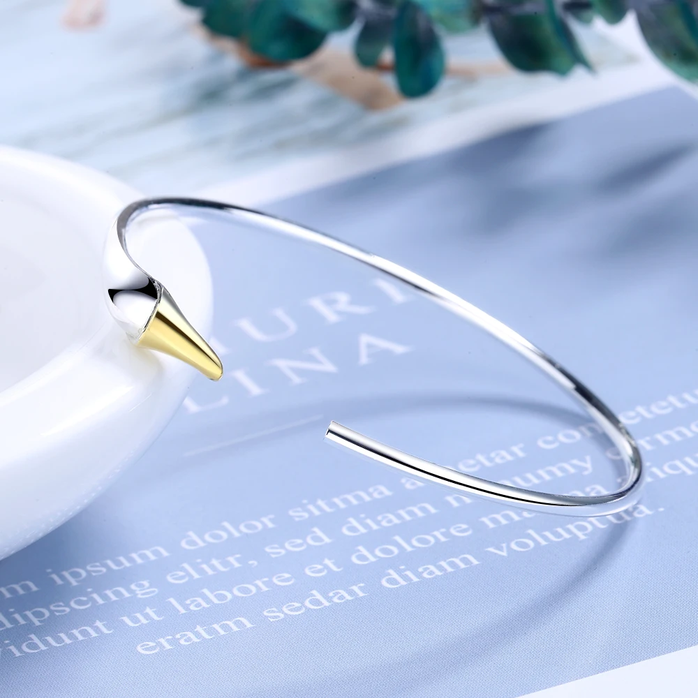 

925 Sterling Silver Swan Cuff Bangles Fashionable Simple Adjustable Open Bangles for Women Elegant Festival Jewelry