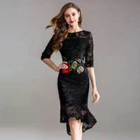dress lady embroidery new superior quality spring summer women elegant sexy party dress plus size lace office work dresses